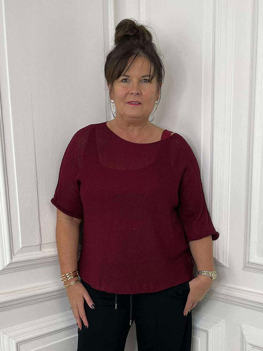 Boxy Fine Knit - Merlot