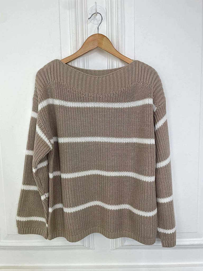 Boat Neck Stripe Knit - Hessian