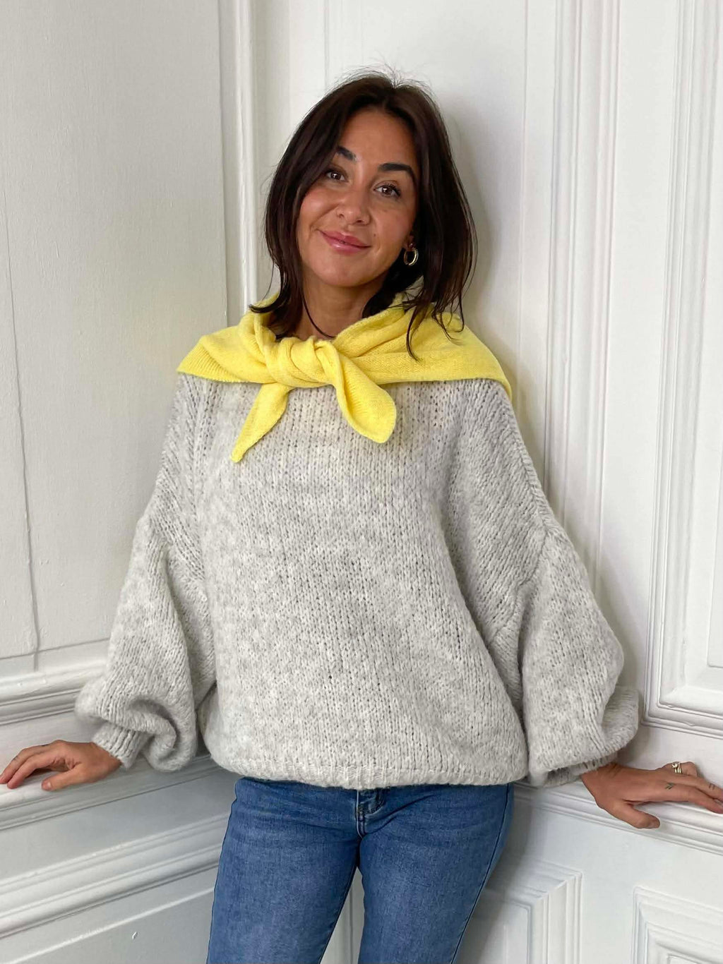 Knitted Triangle Scarf - Sunshine