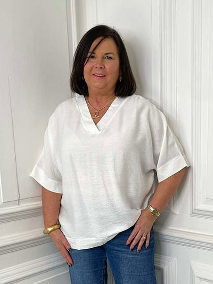 Classic V-Neck Top - Warm White