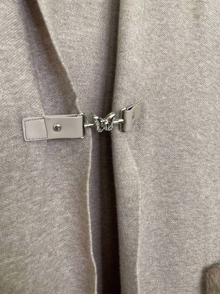 Faux Fur Pocket Cardigan - Fawn