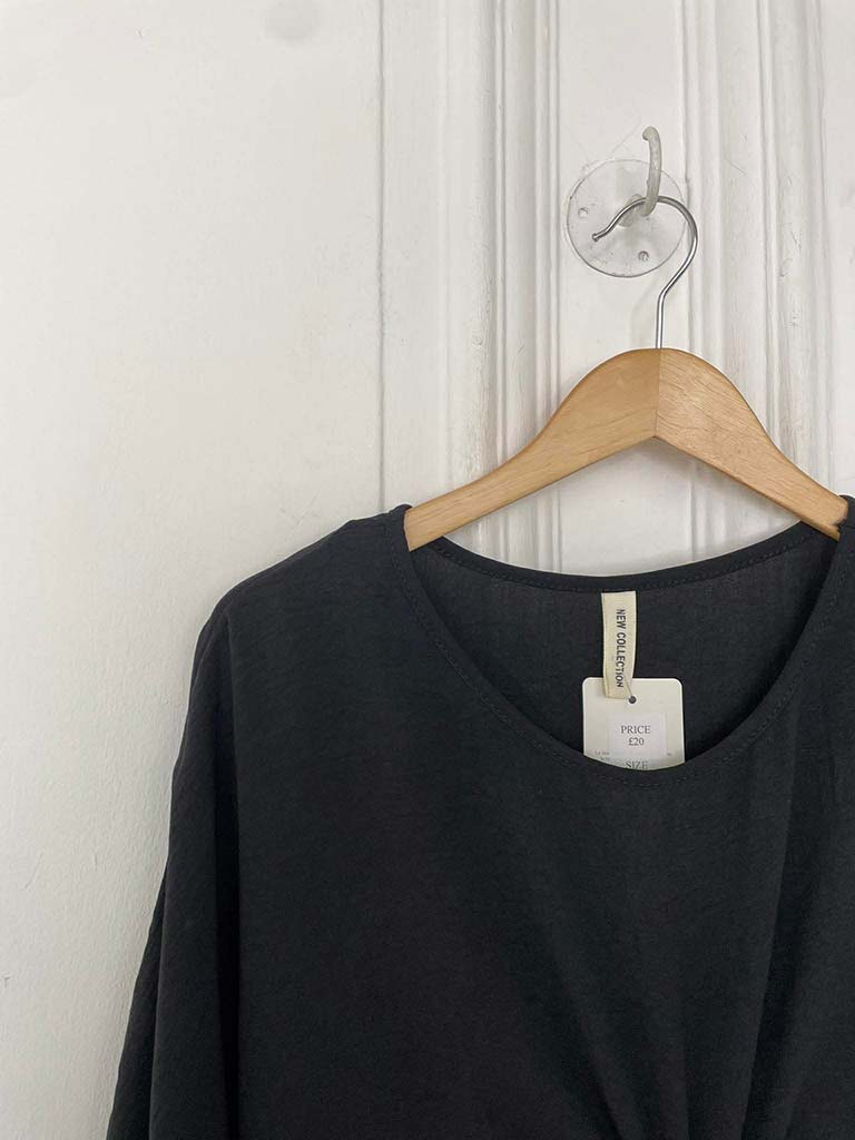 Circle Ruched Centre Tunic - Black