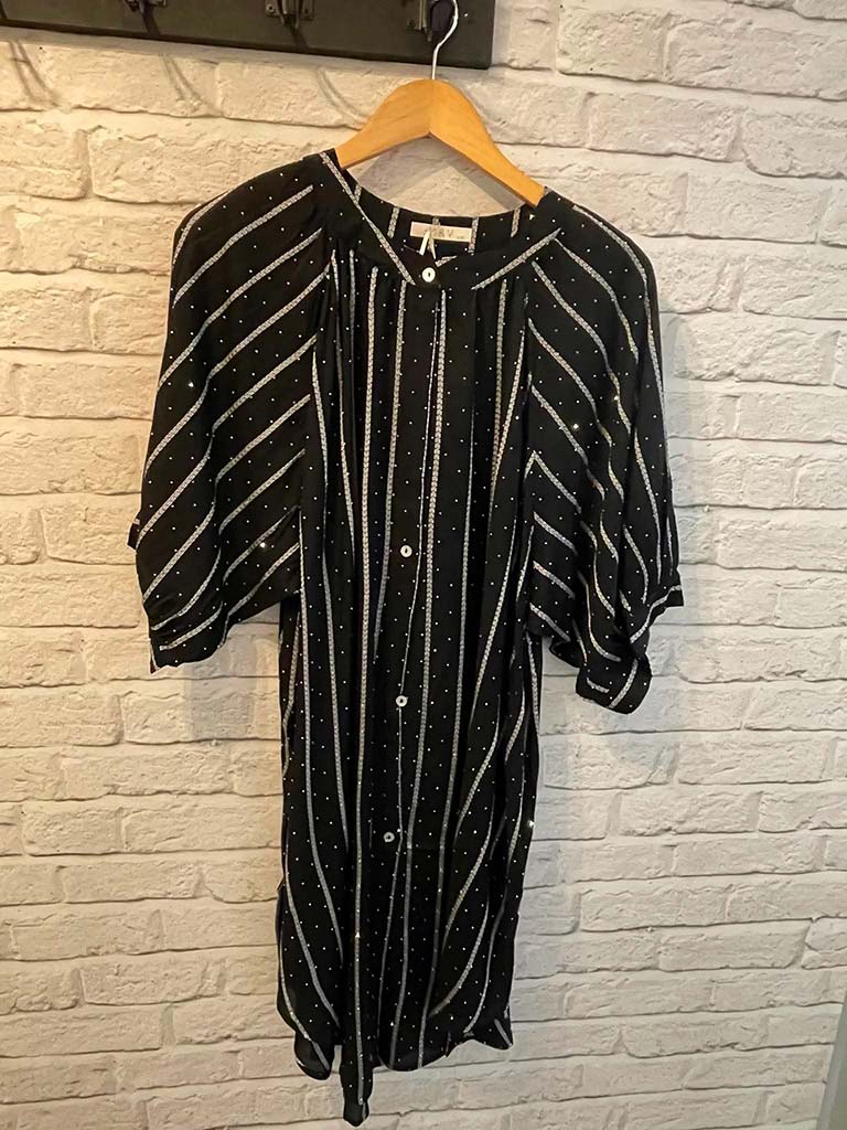Studded Stripe Tunic - Black