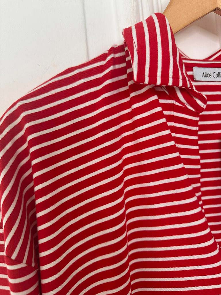 Stripe Collared Top - Red & White