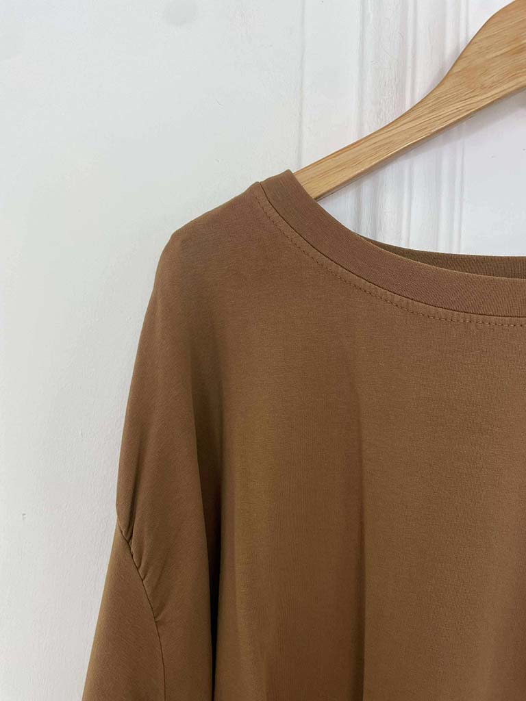 Jersey Looped Hem Top - Toffee