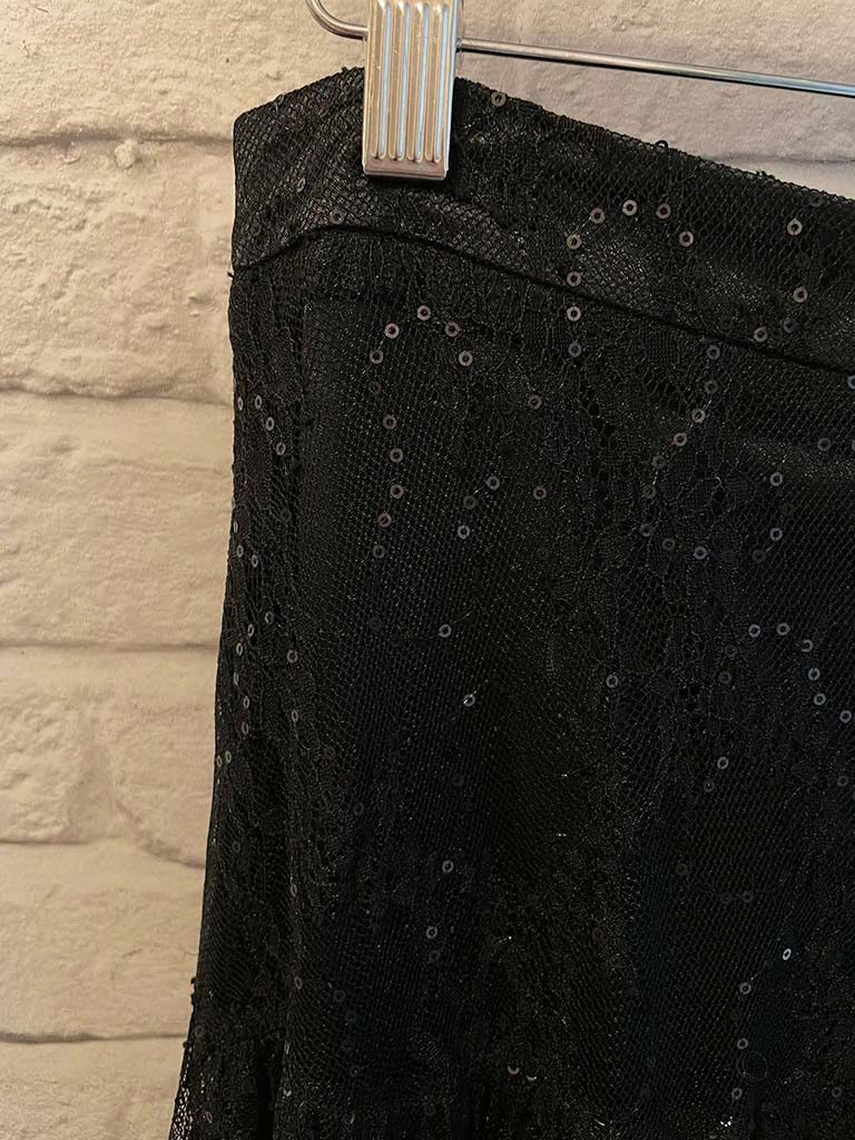 Malissa J Lace & Sequin Skirt - Black