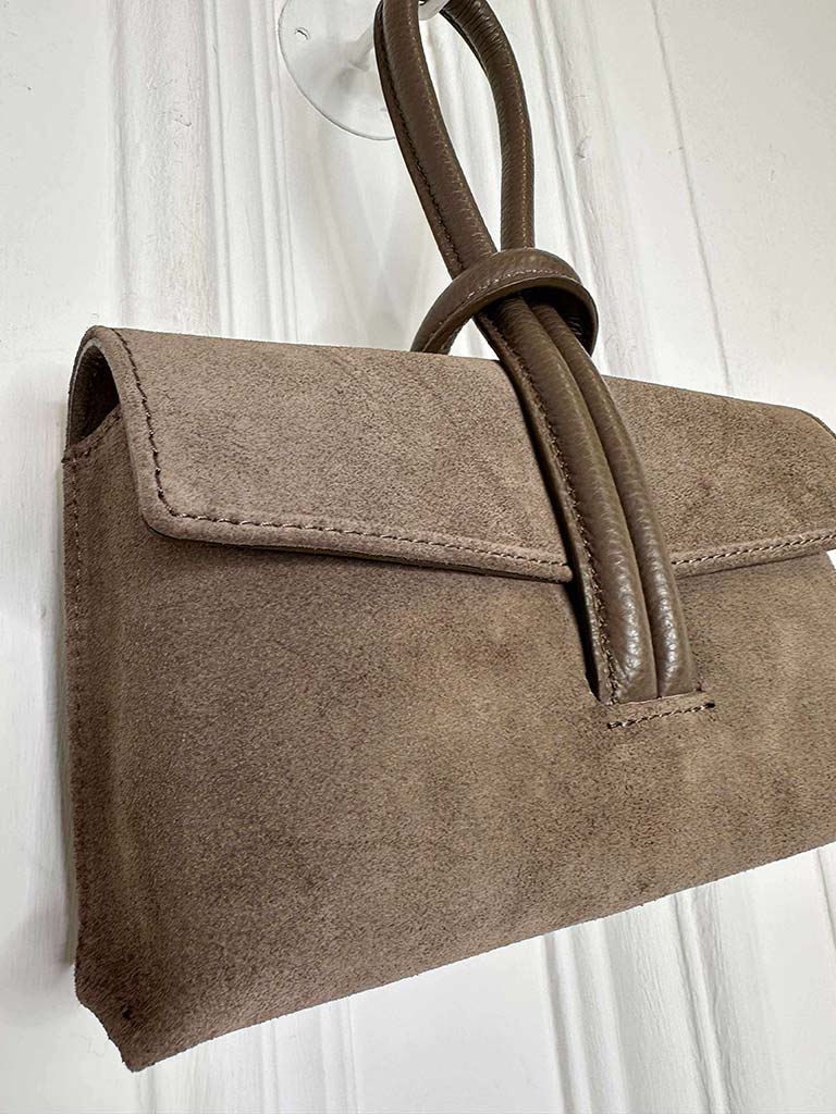 Loop Handle Suede Bag - Mocha
