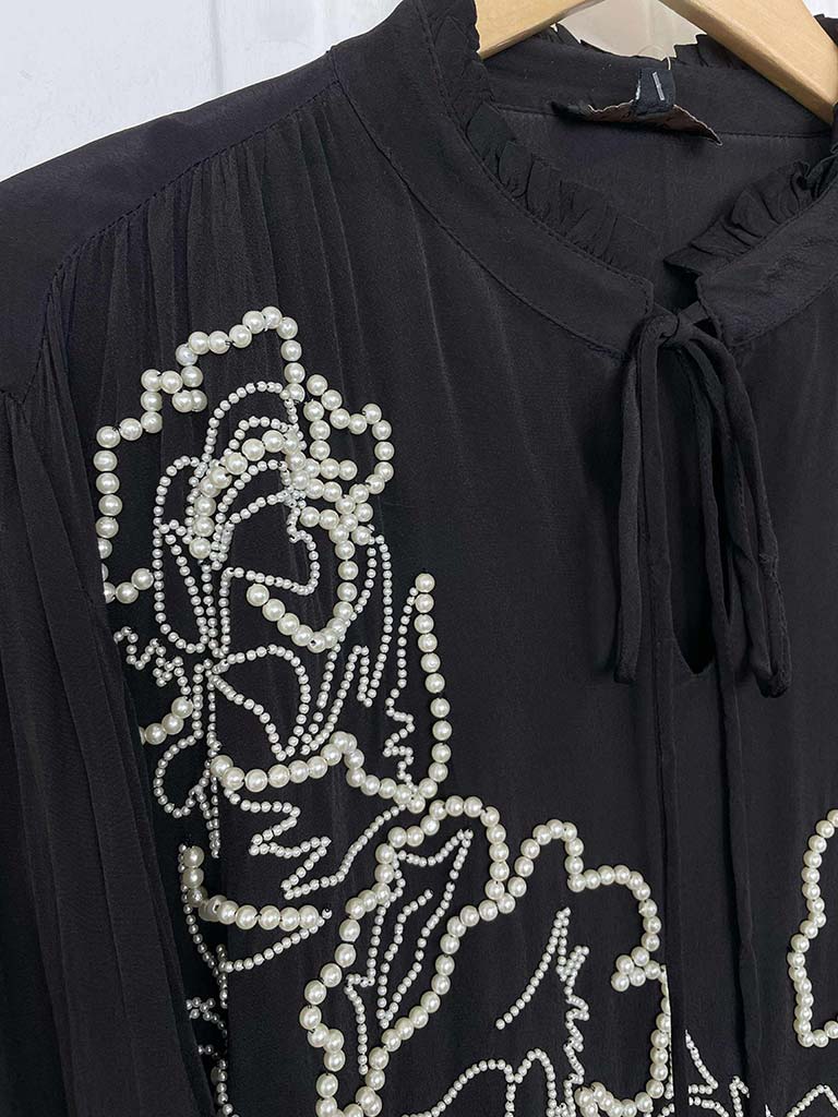Rose Pearl Blouse - Black