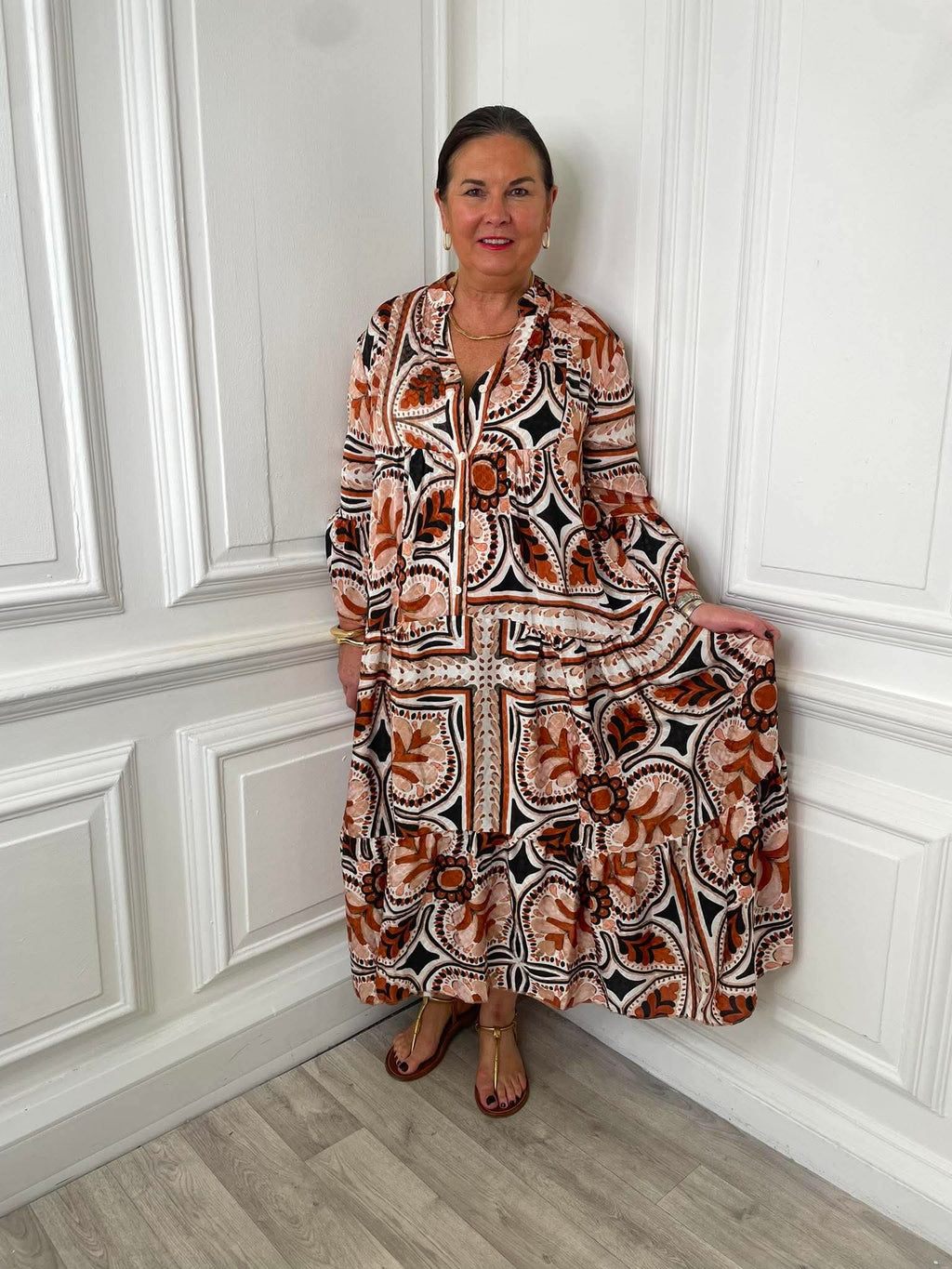 Malissa J Multi Tiered Maxi Dress - Tan