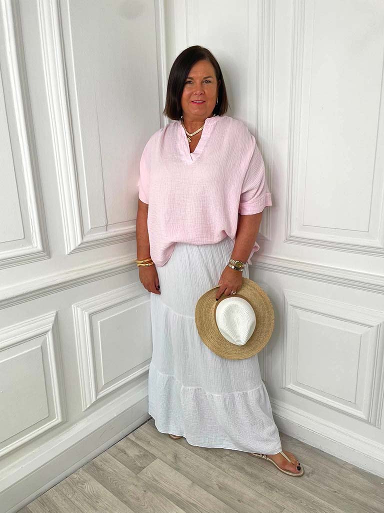 Cloud Cotton Maxi Skirt - White