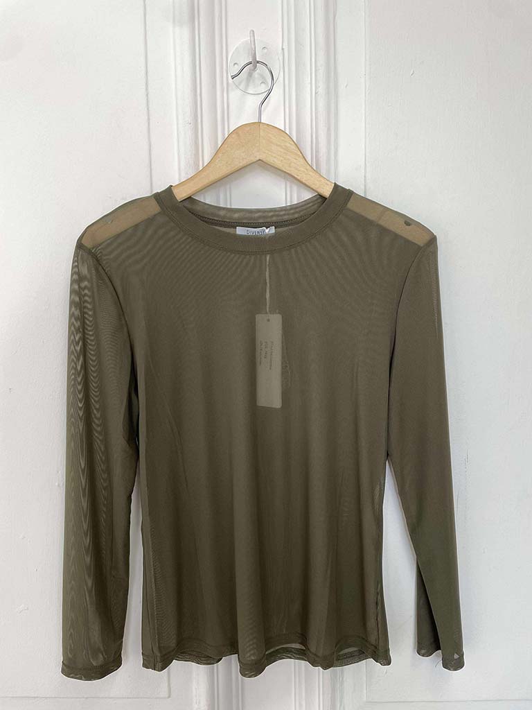 Luxe Mesh Layering Top - Khaki