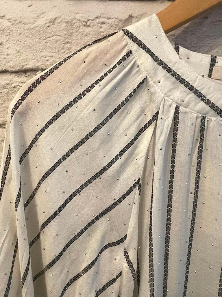 Studded Stripe Tunic - White