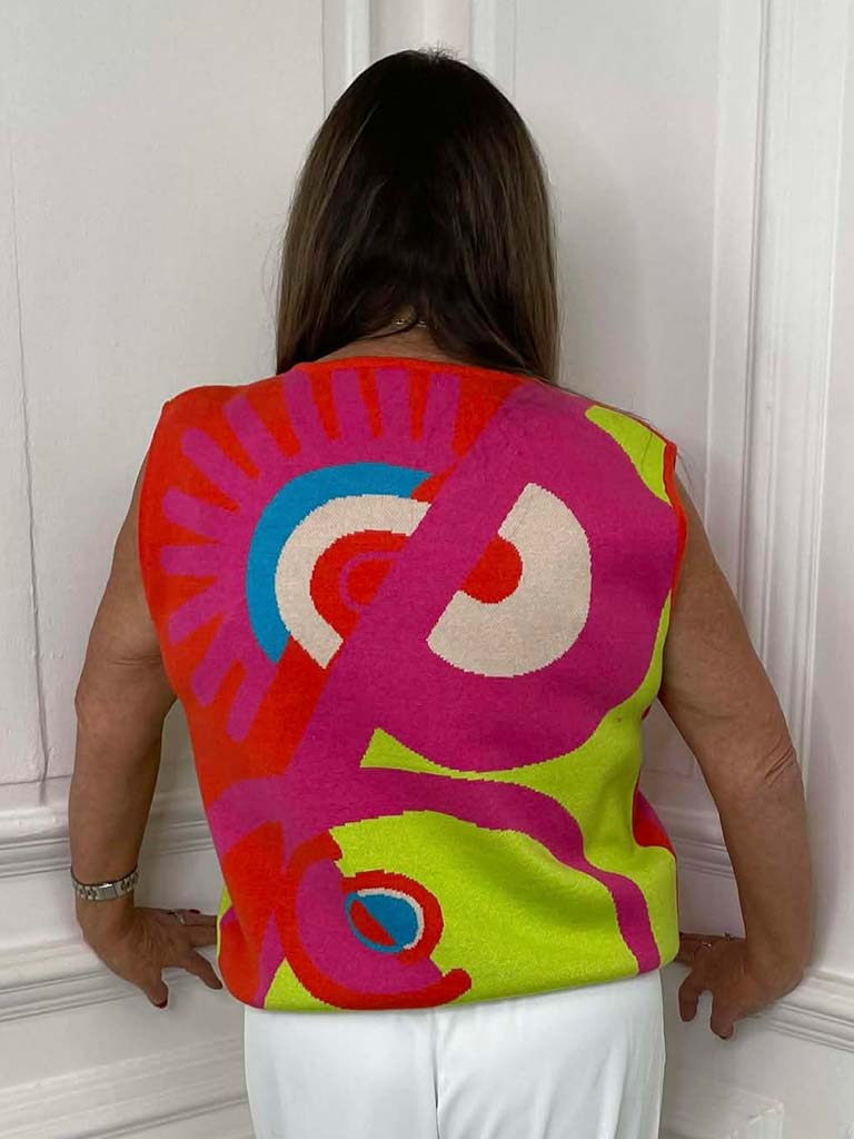 Malissa J Abstract Tank Knit - Lime