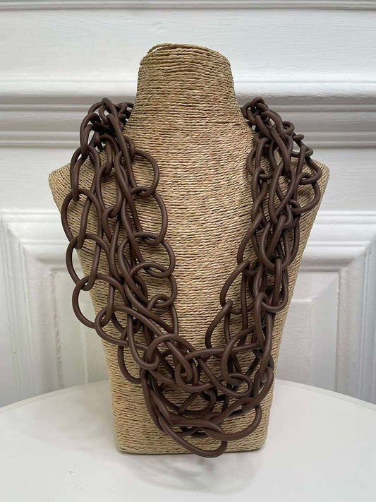 Chain Link Rubber Necklace - Toffee