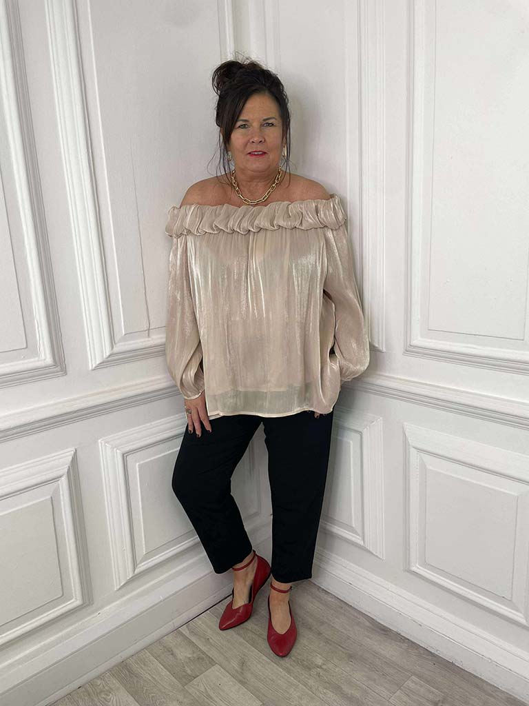 Bardot Shimmer Top - Champagne