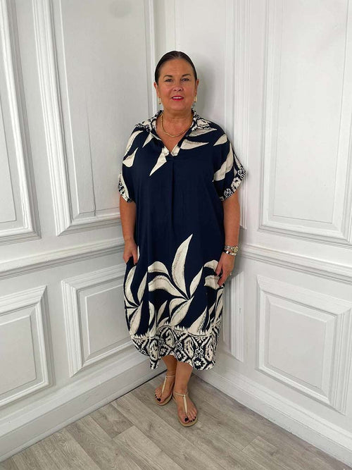 Coastal Leaf Shirt Dress