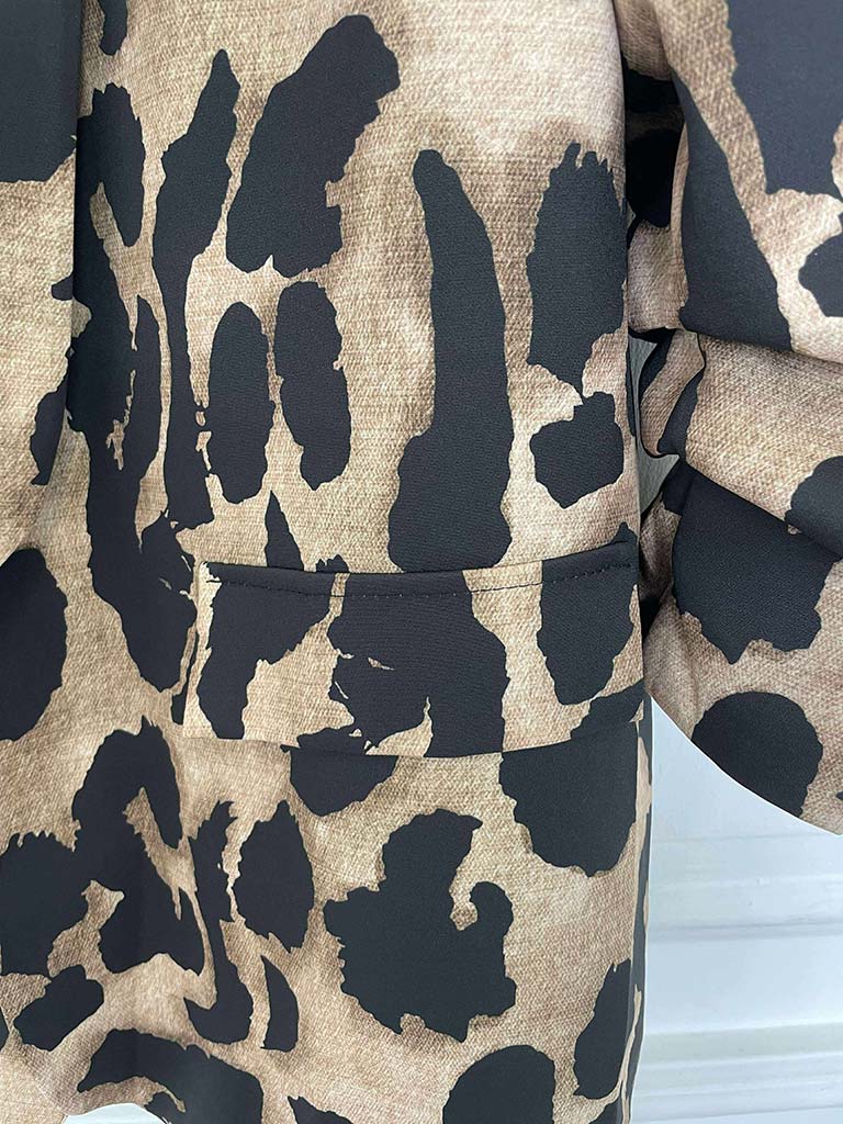 Abstract Animal Print Blazer - Black