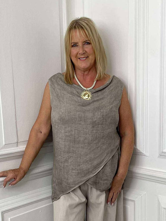 Draped Crossover Vest - Mocha