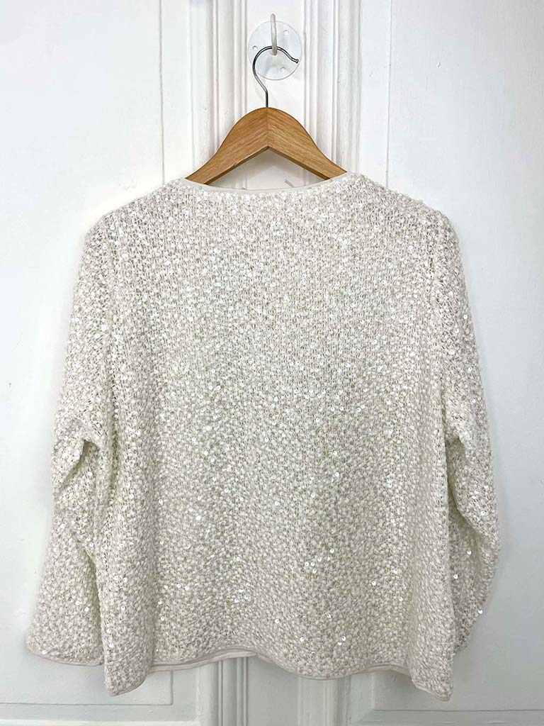 Malissa J Textured Sequin Cardigan - Cream