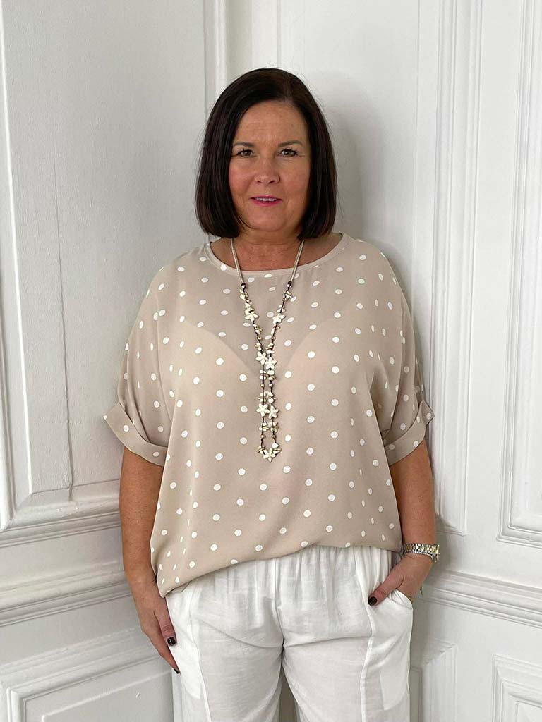 Dotty Oversized Top - Stone