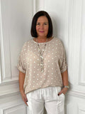 Dotty Oversized Top - Stone