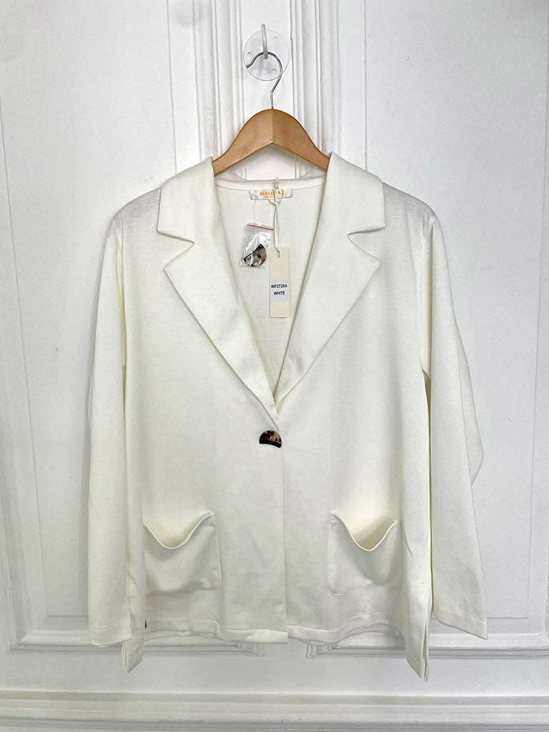 Malissa J Jersey Split Side Blazer - White