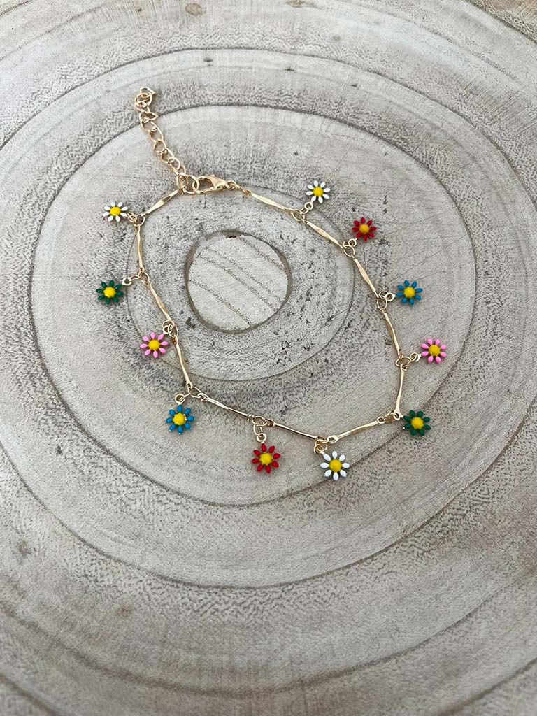 Coloured Flower Anklet