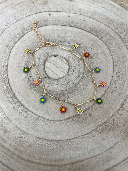 Coloured Flower Anklet