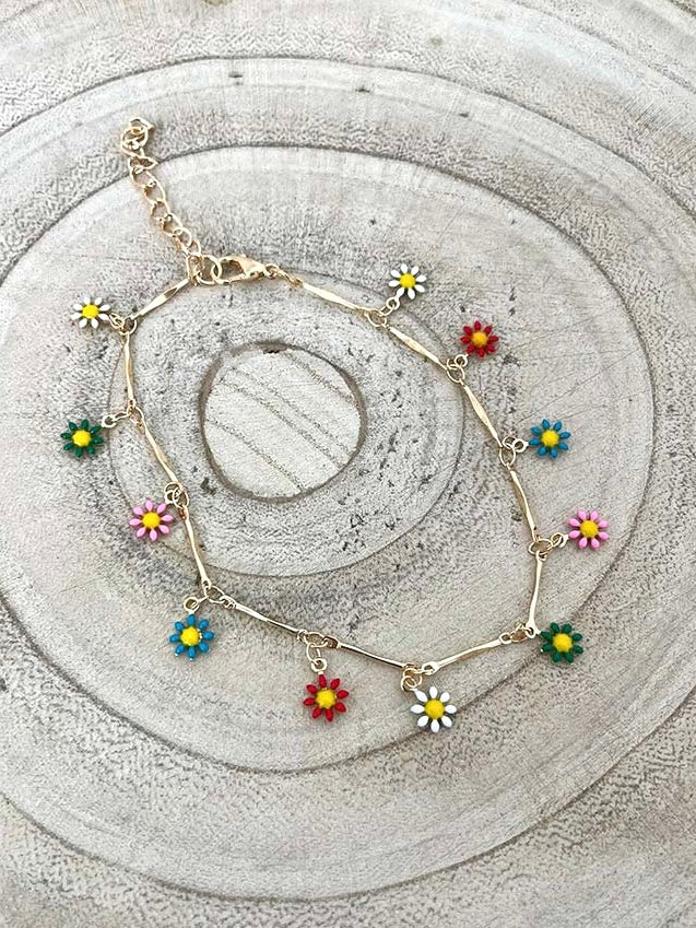 Coloured Flower Anklet