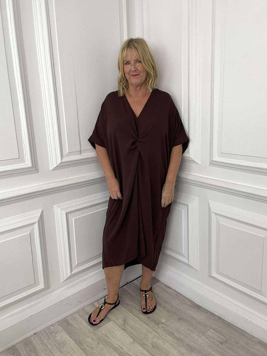 Twist Front Dress - Chocolate