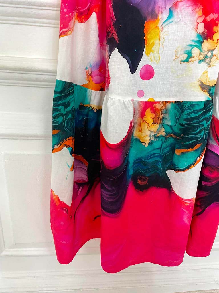 Watercolour Beaded Dress - Pink Mix