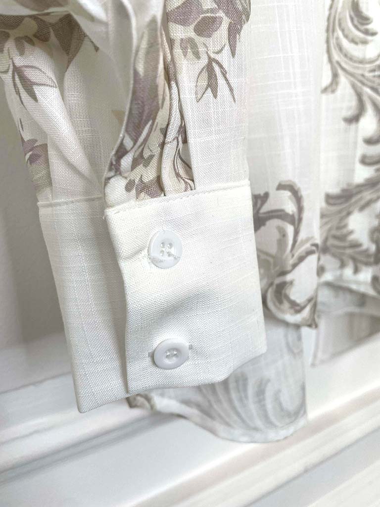 Paisley Floral Shirt - Warm White & Taupe