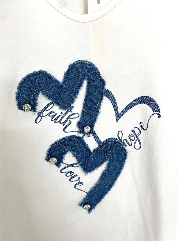 Malissa J Denim Heart Tee - White