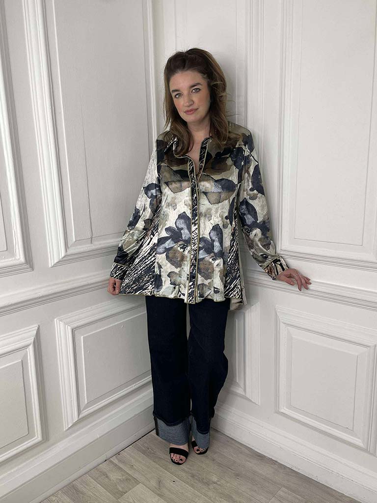 Floral & Animal Print Velvet Shirt