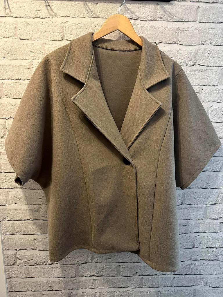 Button Cape Jacket - Latte