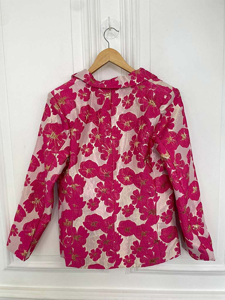 Metallic Flower Blazer - Fuchsia