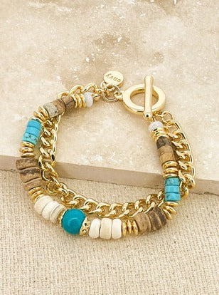 Envy Bead & Curb Chain Bracelet - Gold
