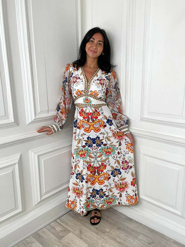 Romantic Floral Long Sleeve Maxi Dress