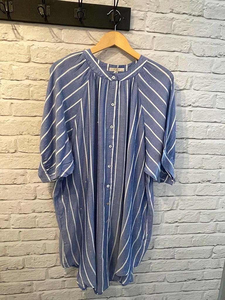 Studded Stripe Tunic - Denim