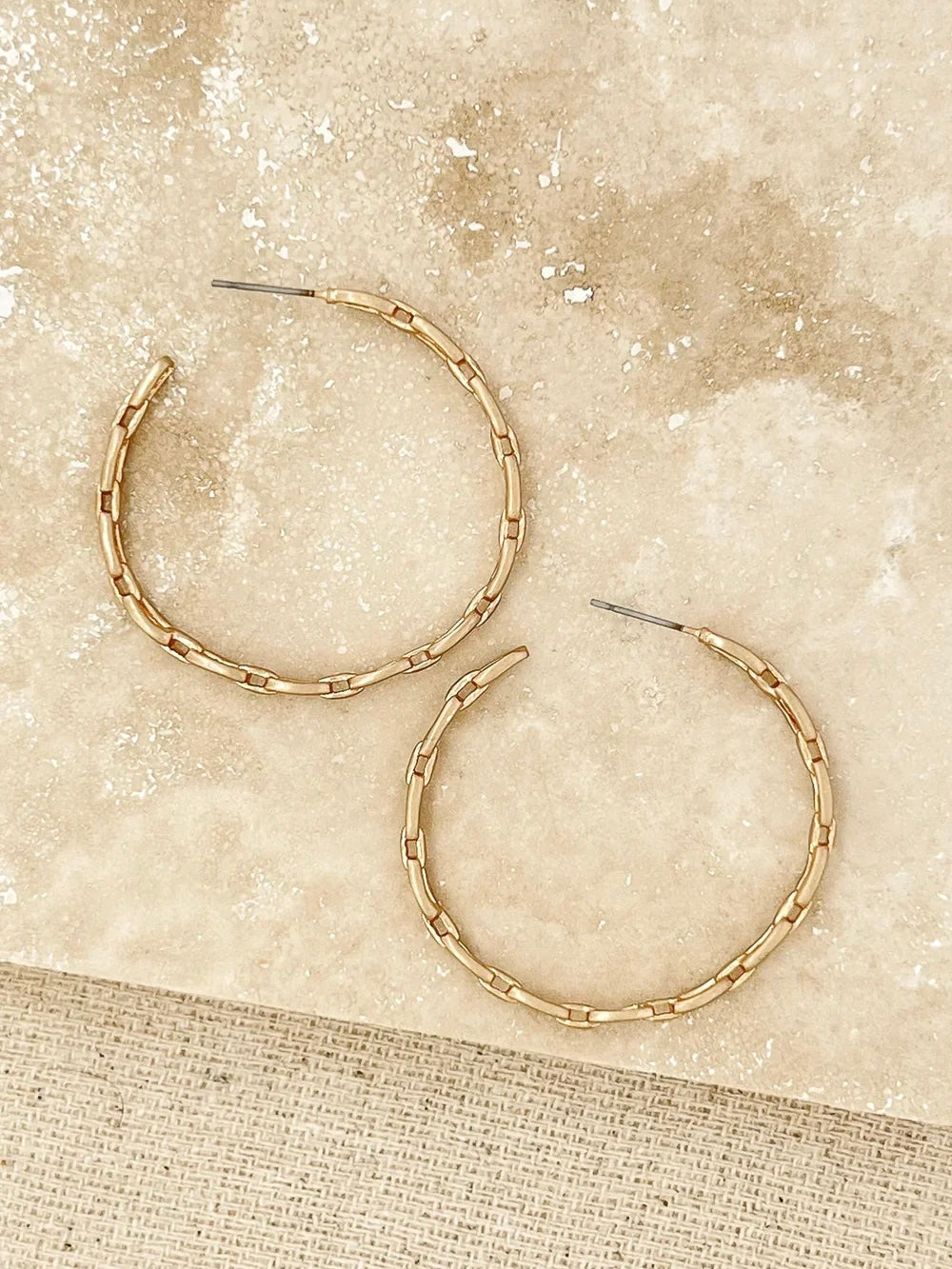 Envy Chain Link Hoop Earrings - Gold