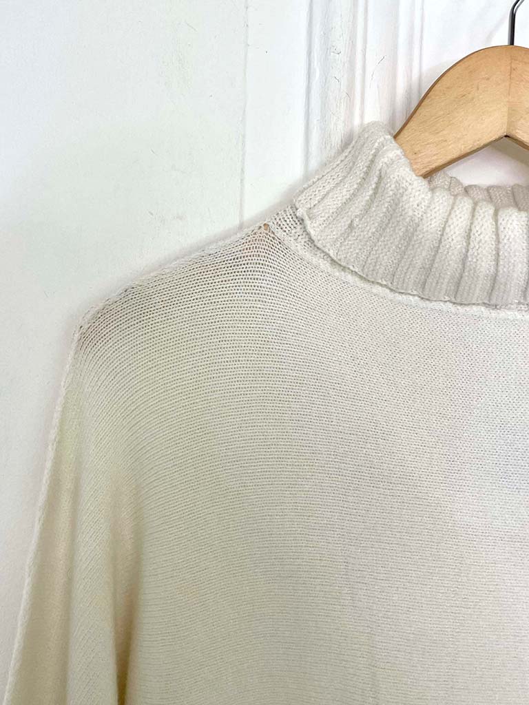 Rib Neck Polo Knit - Warm White
