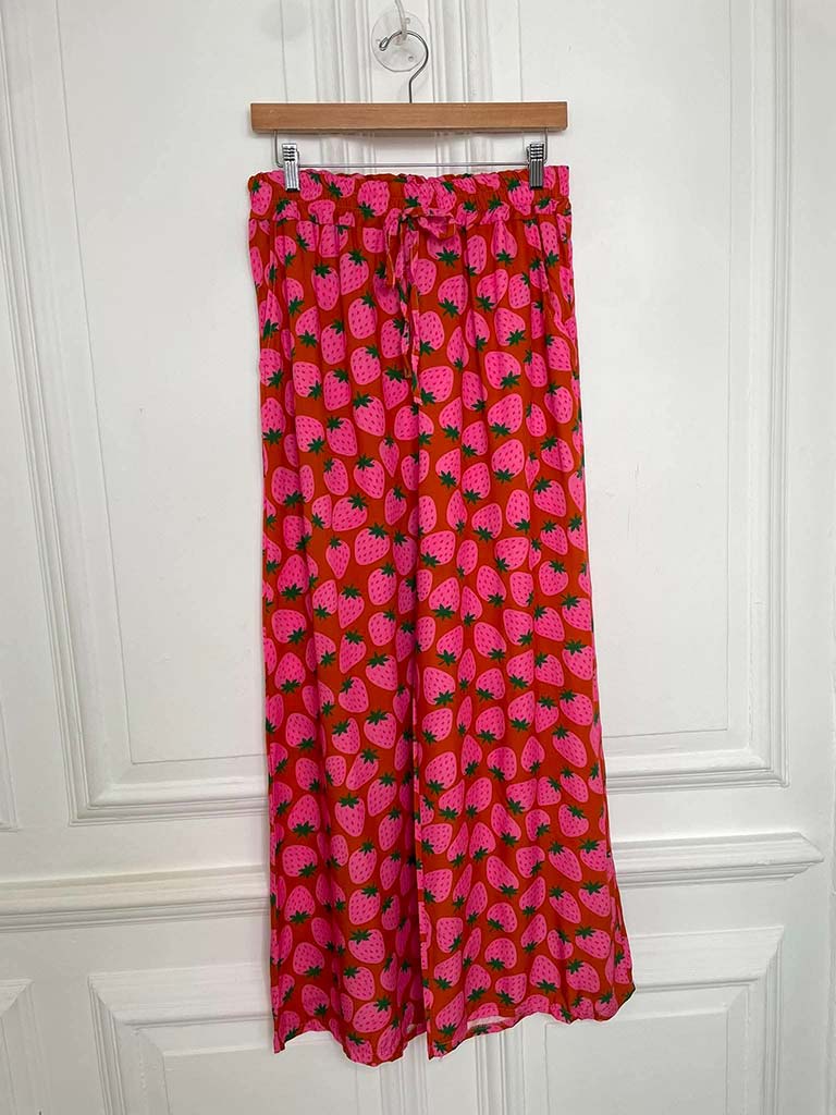 Kitsch Patterned Palazzos - Strawberries