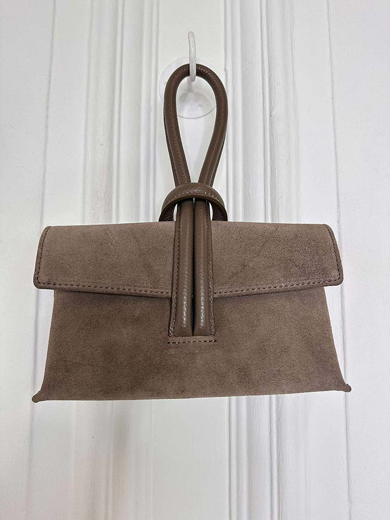 Loop Handle Suede Bag - Mocha