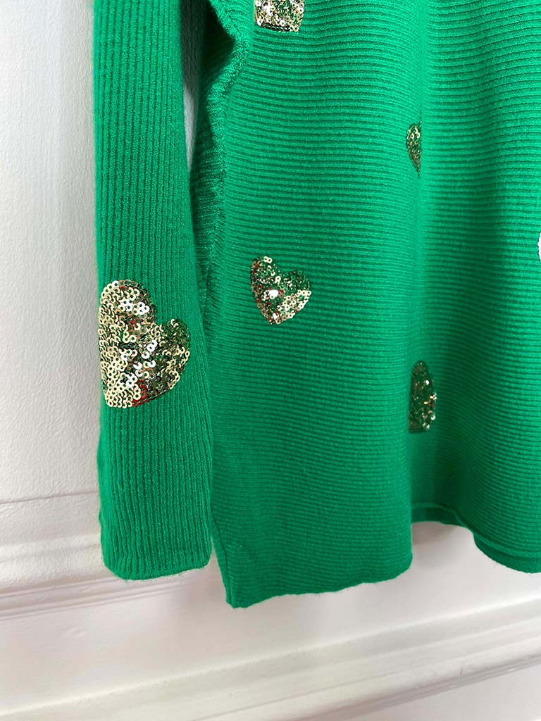 Sequin Heart Knit - Green