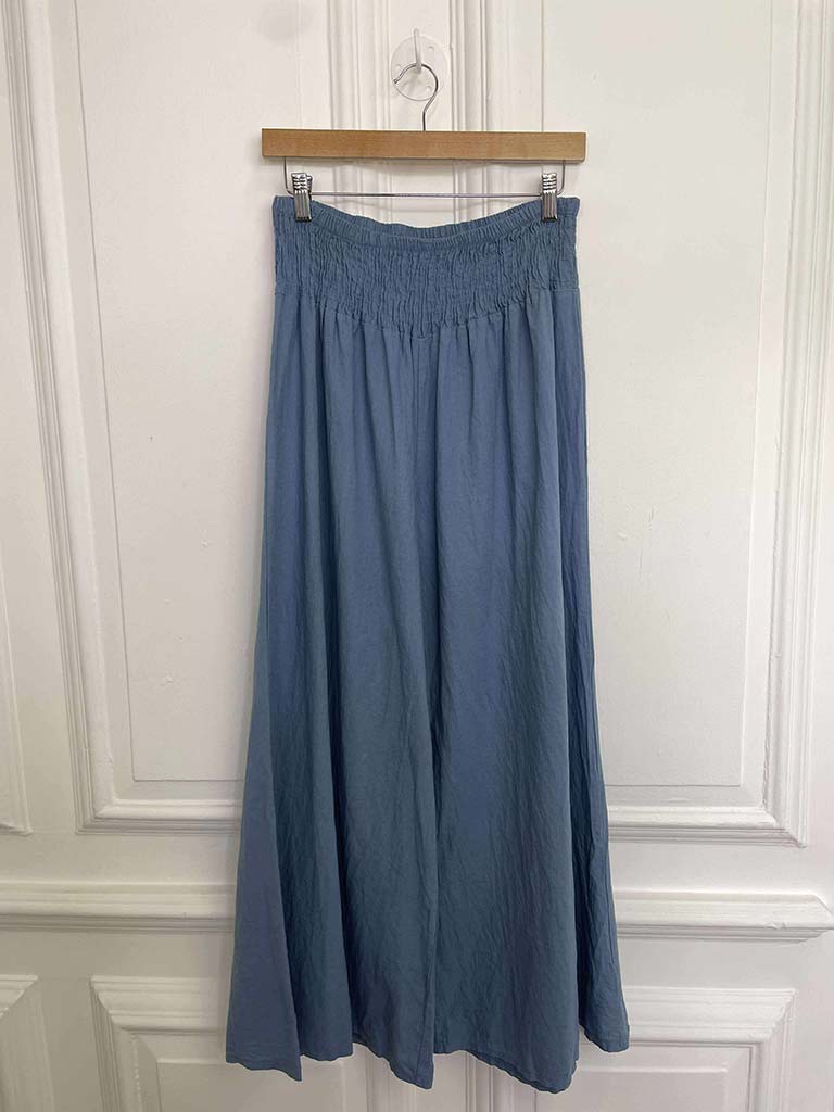 Linen & Cotton Palazzos - Denim