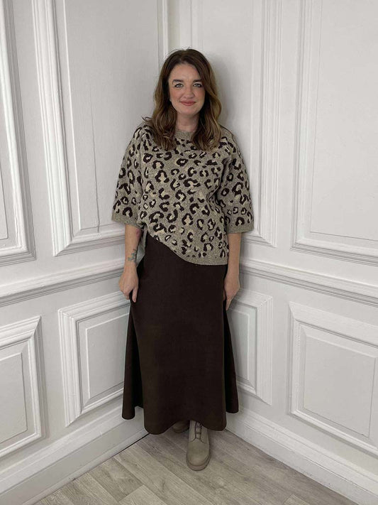 Knitted A-Line Skirt - Chocolate