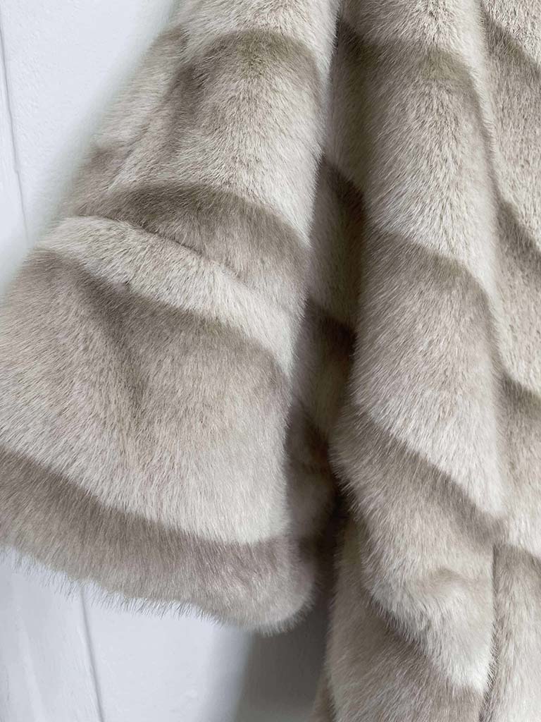Malissa J Faux Fur 3/4 Sleeve Jacket - Stone
