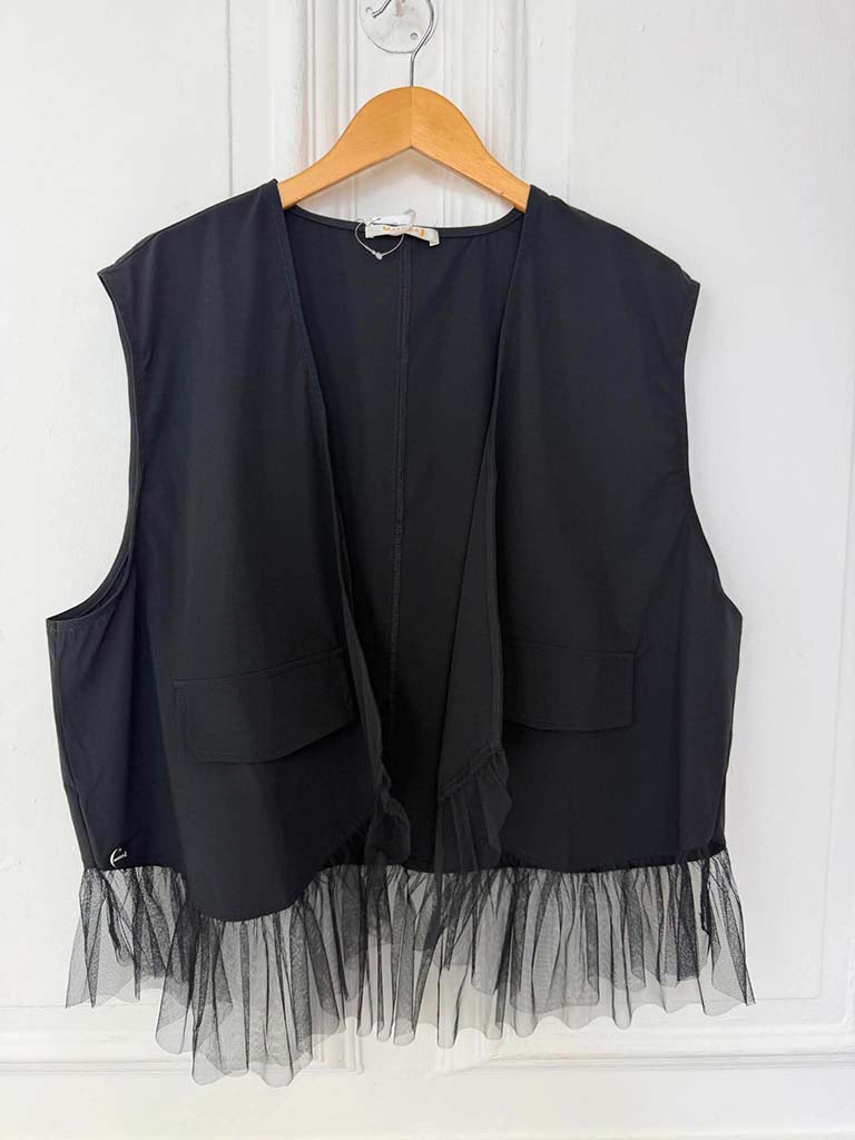Malissa J Scooped Tulle Ruffle Waistcoat