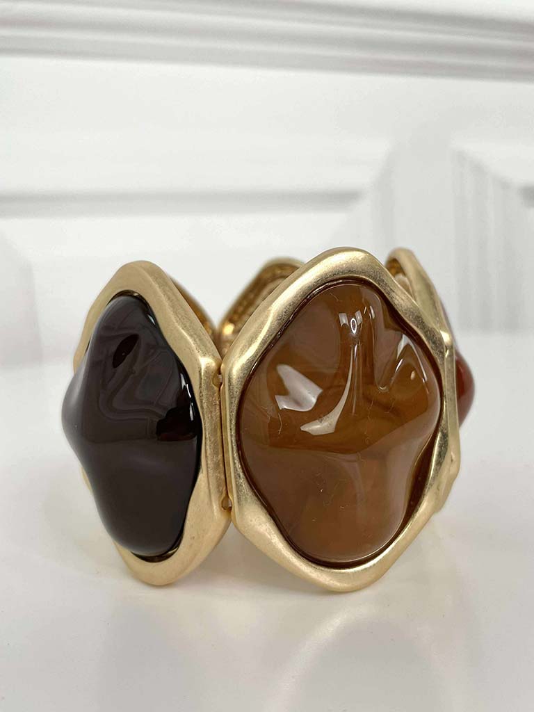 Brushed Gold Bracelet - Rust