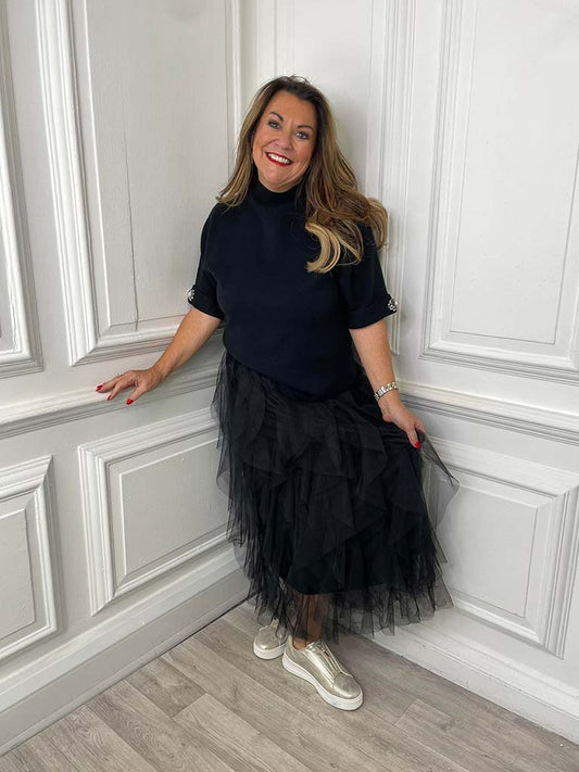 Layered Tulle Skirt - Black